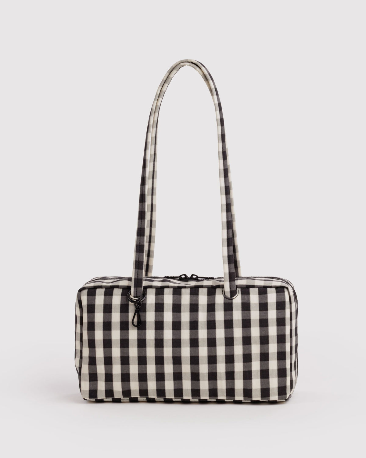 Nylon Bowler Bag - Black and Cream Gingham
