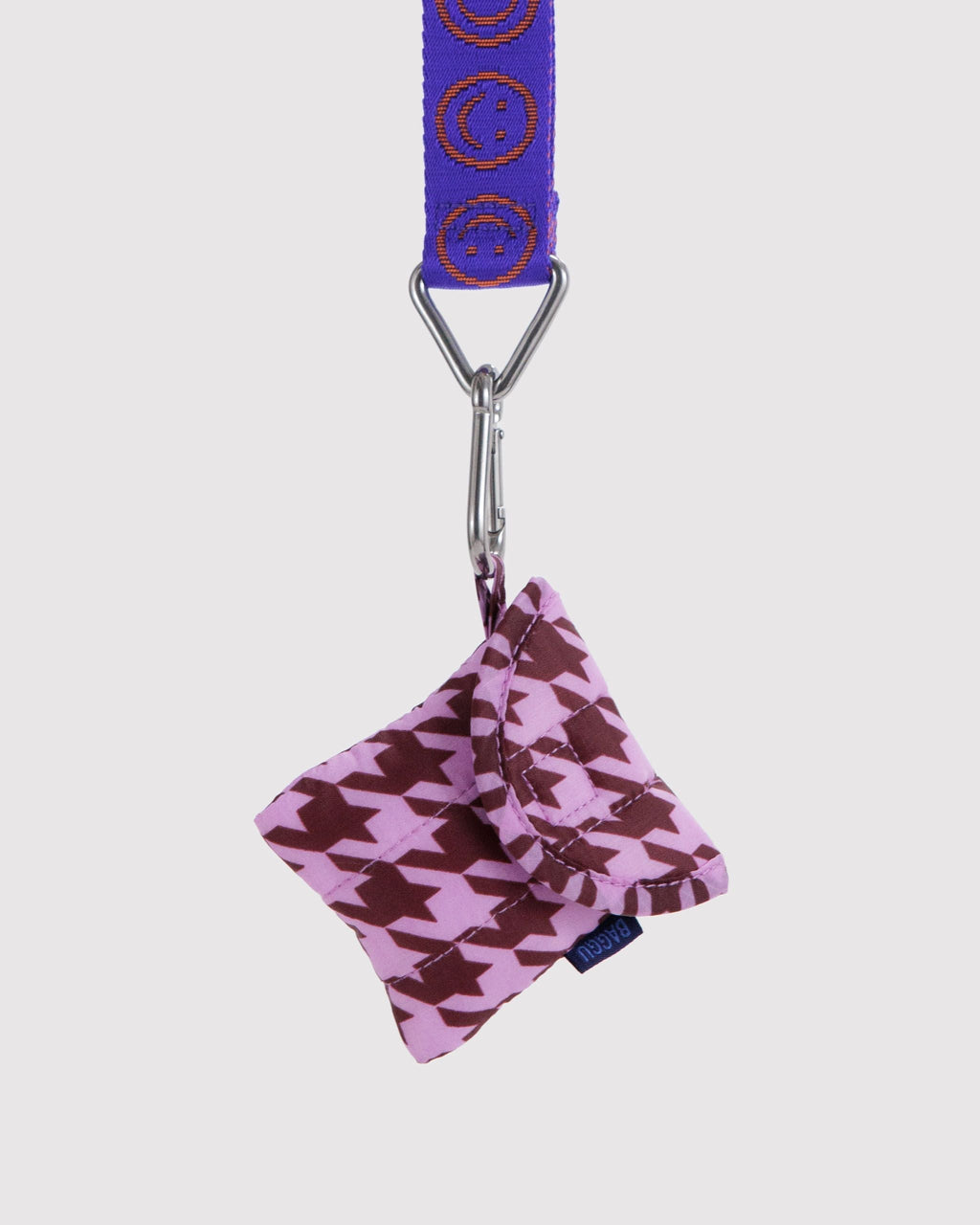 Puffy Earbuds Case - Pink Houndstooth